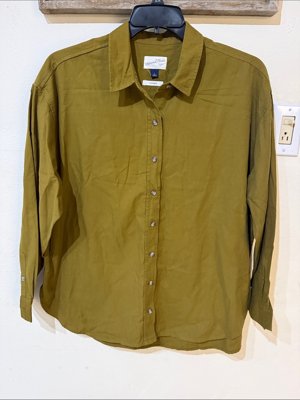 Universal Thread Olive Button-Down Long-Sleeve Shirt